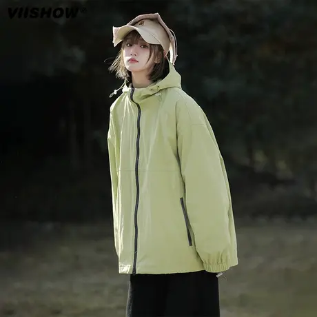 VIISHOW防风冲锋夹克外套男士2023春季新款潮牌连帽宽松工装夹克商品大图