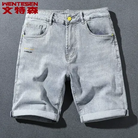 夏季新款韩版潮流青年牛仔裤男宽松休闲百搭五分裤子男士潮牌中裤商品大图