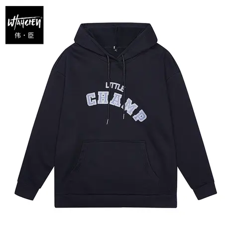 伟臣2022秋冬新品大码男士连帽卫衣胖子加肥加大宽松字母百搭上衣商品大图