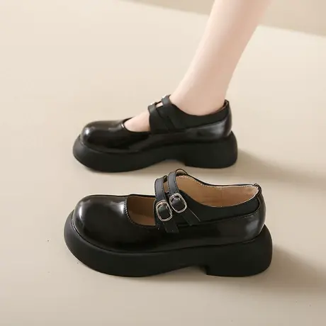 玛丽珍鞋女夏季2023新款粗跟防滑气质小皮鞋黑色学院风配裙子单鞋商品大图