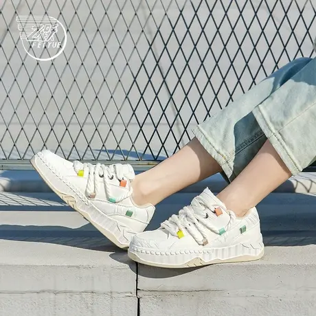 feiyue/飞跃女生运动鞋2024春季新款时尚厚底百搭透气休闲板鞋182商品大图