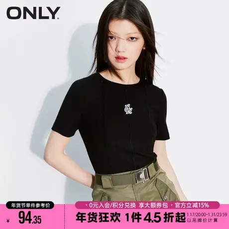 ONLY2023夏季新款时尚甜酷设计感圆领修身短袖T恤女|123101177商品大图