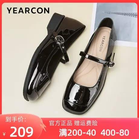 意尔康女鞋2025新款春季玛丽珍小皮鞋女中跟粗跟亮面单鞋软底鞋子商品大图