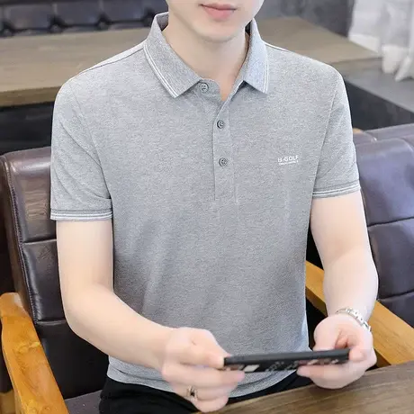 翻领polo衫男2025夏季新款翻领男士短袖t恤男装带领半袖上衣服潮商品大图