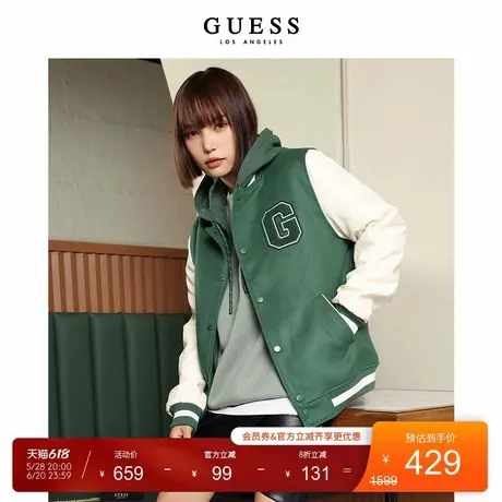 GUESS2022新款秋冬男女同款时尚连帽新中式连帽棉衣-M2BL948105Z图片