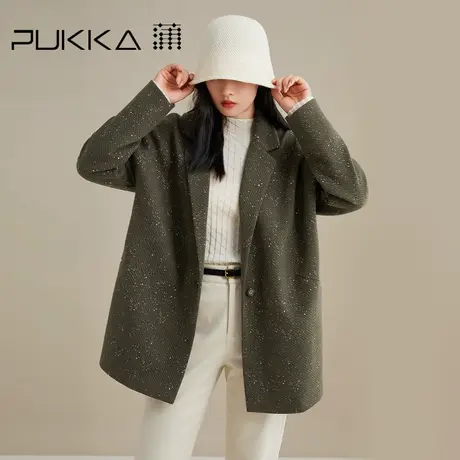 蒲PUKKA 西装外套女中长款西装领一粒扣西服高级感2022秋冬新款图片