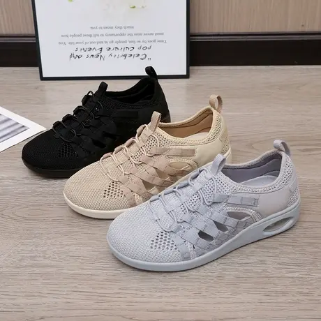 老北京布鞋女2023夏季新款镂空网面不臭脚运动凉鞋透气罗马鞋妈妈商品大图