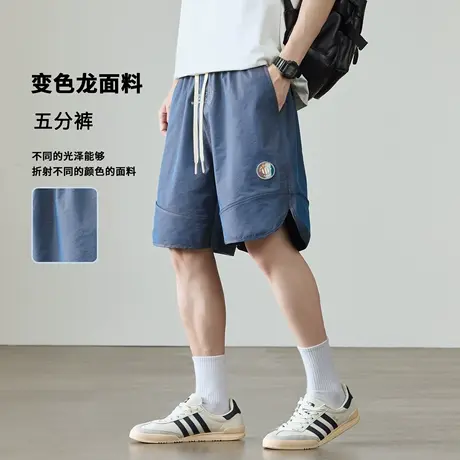 美式运动刺绣五分裤男2025夏季新款宽松休闲男士抽绳篮球五分裤潮商品大图