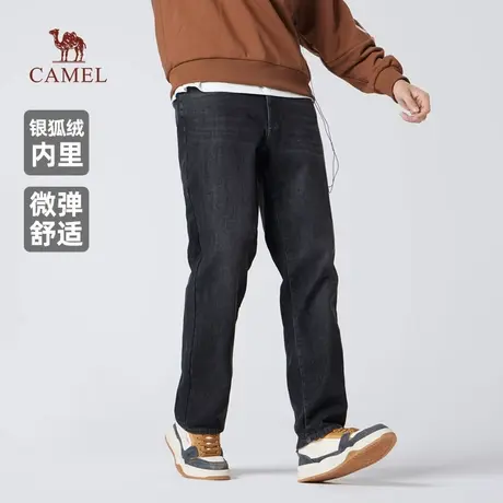 骆驼男装牛仔裤男2025新款秋冬季加绒保暖棉感弹力水洗休闲长裤子商品大图