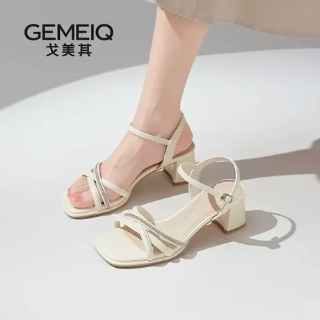 戈美其商场同款凉鞋女2025新款夏季外穿配裙子百搭不累脚凉女单鞋图片