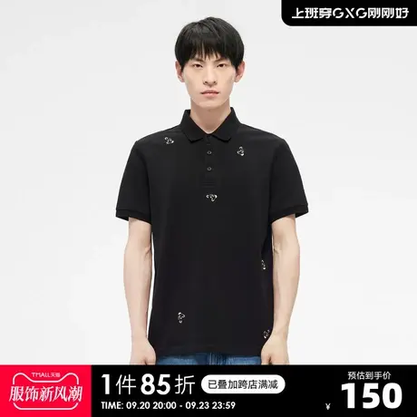 GXG奥莱 23年夏新品精美兔子刺绣休闲时尚纯棉舒适Polo衫男短袖商品大图