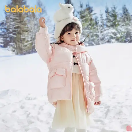 巴拉巴拉童装女童羽绒服小童冬儿童宝宝亮面外套加厚上衣时尚洋气商品大图
