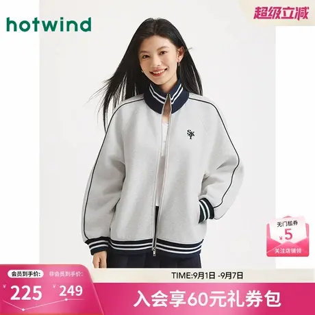 热风2025年秋季新款女士运动撞色外套商品大图