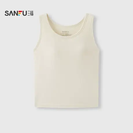 三福女冬季基础圆领宽肩带杯打底背心 简约修身内搭上衣507921商品大图