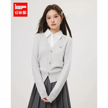 IEF/爱依服2025春季新款美式文艺知性气质通勤百搭显瘦毛织上衣图片