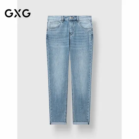 GXG男装 经典蓝色水洗直筒牛仔裤日常简约长裤 2025春季商品大图