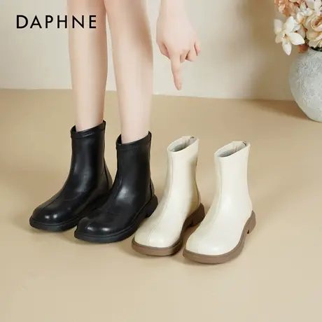 达芙妮弹力短靴女2025新款秋冬法式裸靴韩版瘦瘦靴平底百搭靴子女图片