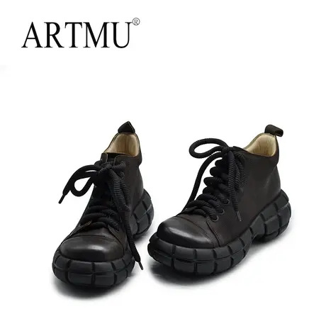 Artmu阿木原创复古真皮厚底休闲短靴女松糕轮胎底踝靴2023新款商品大图