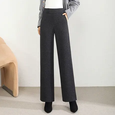 羊毛呢阔腿裤女2023年秋冬新款宽松显瘦休闲裤时尚百搭通勤长裤厚商品大图