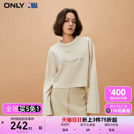 【买4免1】【上新】ONLY奥莱NBA联名款圆领印花短款长袖卫衣女图片