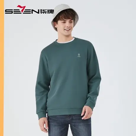 柒牌男士华夫格卫衣秋季2022新款时尚潮流中青年圆领长袖T恤上衣图片