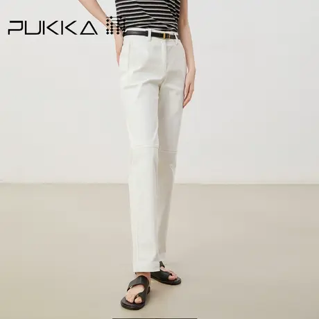 蒲PUKKA 2023春夏白色棉斜纹水洗显瘦四季款百搭休闲牛仔裤子商品大图