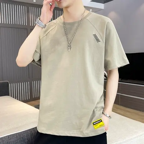 男士短袖t恤潮流ins纯色宽松夏季新款大码半袖体恤休闲百搭上衣服商品大图
