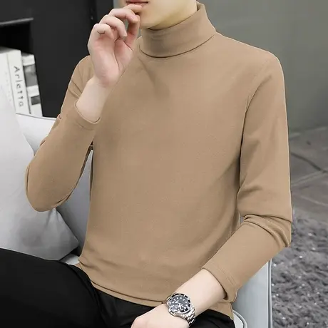 300g重磅高领长袖t恤男纯色内搭上衣服体恤双面绒德绒打底衫秋衣商品大图