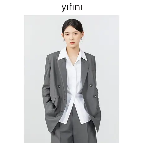 Yifini/易菲高级感西装外套女春秋新款长袖通勤长袖干练西服图片