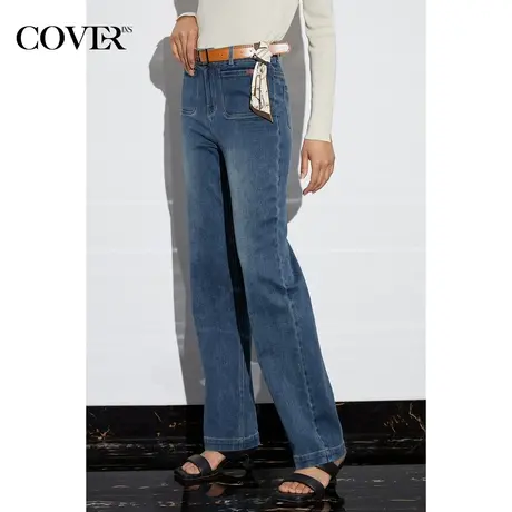COVER2023春季进口弹力棉牛仔洗水直筒裤商品大图
