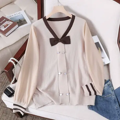 女士雪纺袖薄款冰丝假两件女装春装2023年新款减龄洋气针织打底衫图片