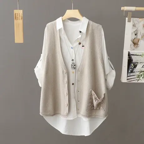 外搭针织开衫马甲背心女秋冬新款设计感小众宽松百搭外穿毛衣坎肩图片