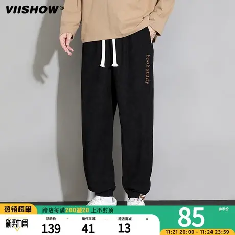 VIISHOW卫裤男春秋款美式百搭宽松休闲裤重磅灯芯绒束脚运动裤子商品大图