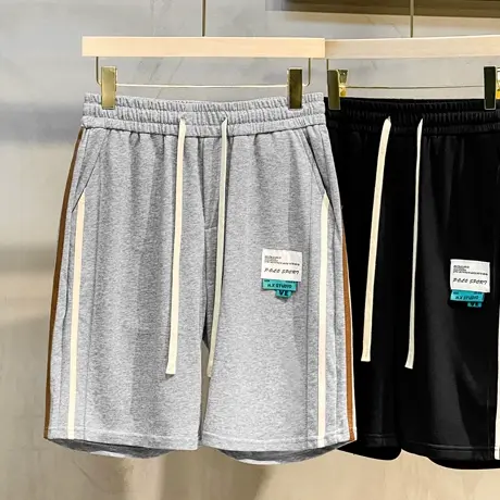 潮牌短裤男五分裤夏季休闲中裤男简约条纹边男士速干运动短裤卫裤商品大图