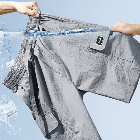 冰丝半截休闲短裤男款夏季薄款工装中裤子五分沙滩外穿大裤头男士商品大图