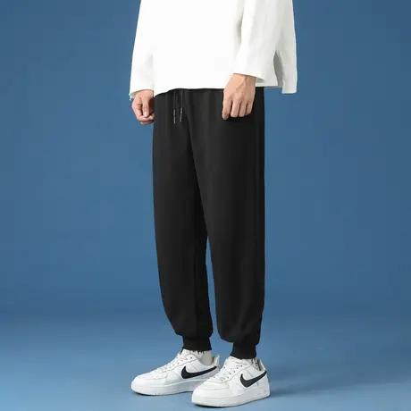 秋冬季加绒裤子男韩版潮流灰色运动休闲长裤百搭加厚宽松束脚卫裤商品大图