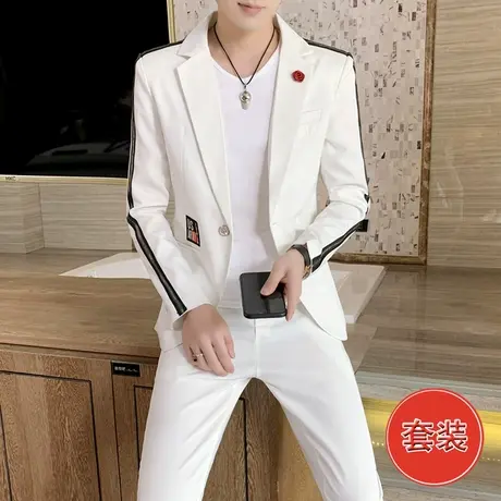 男士个性帅气西服套装ins潮流韩版修身礼服秋季夜场痞帅气小西装图片