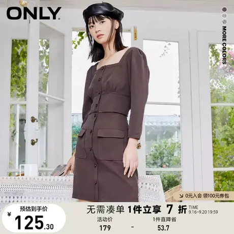 ONLY奥莱夏季时尚气质单排扣方领格纹两件套连衣裙女图片