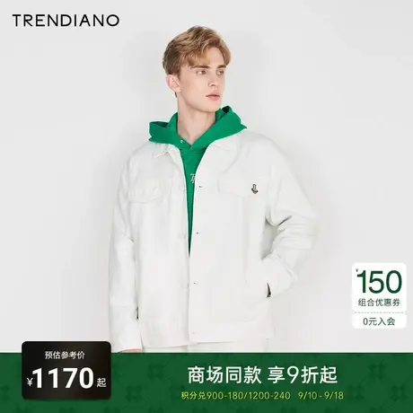 TRENDIANO官方2023新款春季翻领牛仔外套工装上衣男女情侣款商品大图