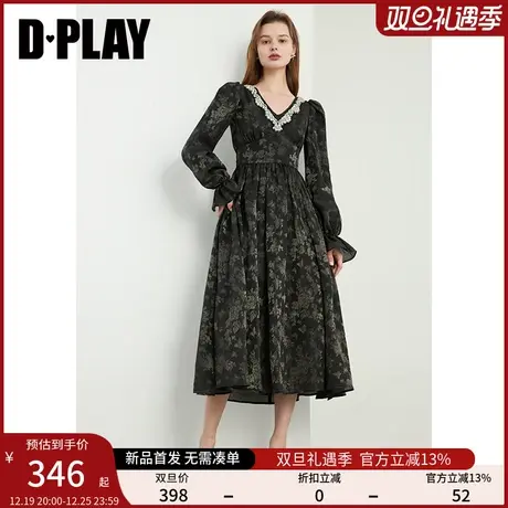 DPLAY千金感连衣裙小香风重工连衣裙黑色提花轻礼服晚礼服高级图片