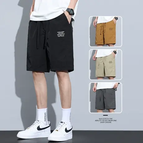 夏季薄款运动半短裤男士夏天休闲五分冰丝透气凉快沙滩中裤子夏款商品大图