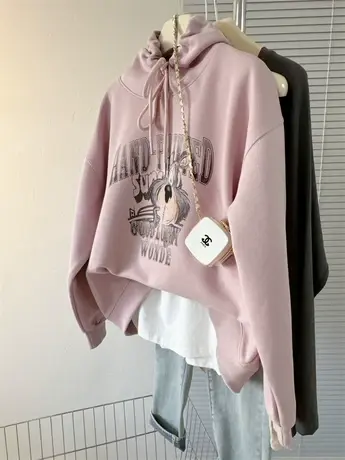 小个子连帽卫衣女INS潮春季短款新款宽松韩版慵懒风BF百搭外套潮商品大图