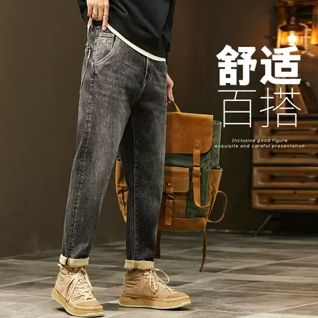 新塘牛仔裤春季2024新款男装高端水洗休闲裤子春秋款潮牌痞帅男裤图片