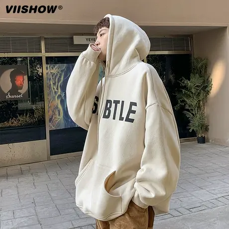 VIISHOW重磅卫衣男2024春秋美式vintage连帽衫oversize情侣装外套商品大图