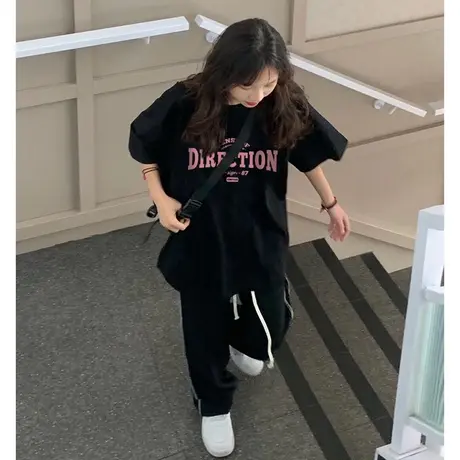 纯棉设计感高街小众短袖t恤女夏季新款美式复古港味chic宽松上衣商品大图