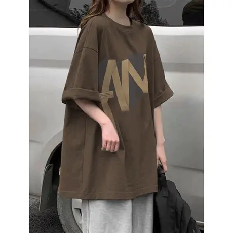 美式复古短袖T恤女夏季韩版大码宽松显瘦bf原宿风半袖上衣纯棉潮商品大图