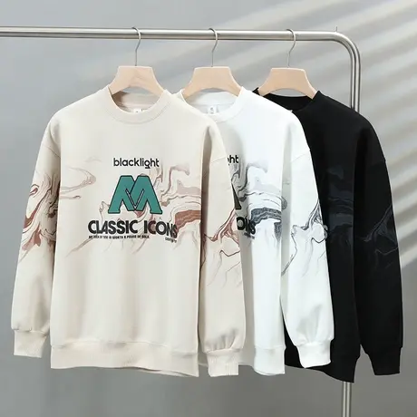 卫衣男潮牌2024年春季新款字母印花长袖t恤男生外套青少年上衣服商品大图