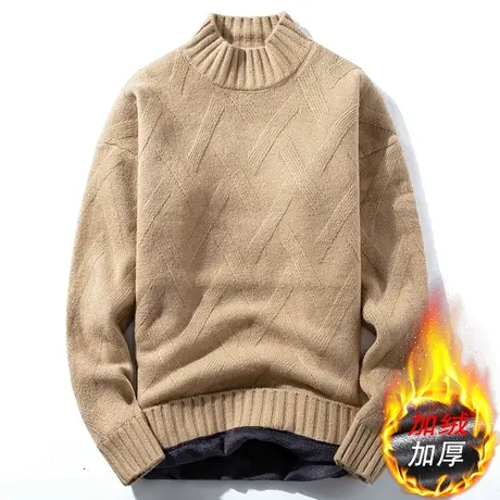 半高领毛衣男士冬季加绒加厚韩版中领个性潮修身羊毛打底针织衫男图片