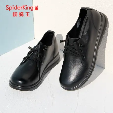 SPIDER KING/蜘蛛王皮鞋女真皮2023春夏新款单鞋妈妈老人鞋女平底商品大图