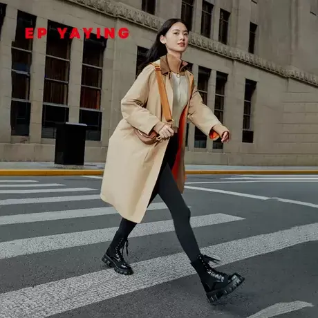 EP YAYING雅莹女装 防水通勤收腰中长款风衣 2023秋冬新款M113A图片